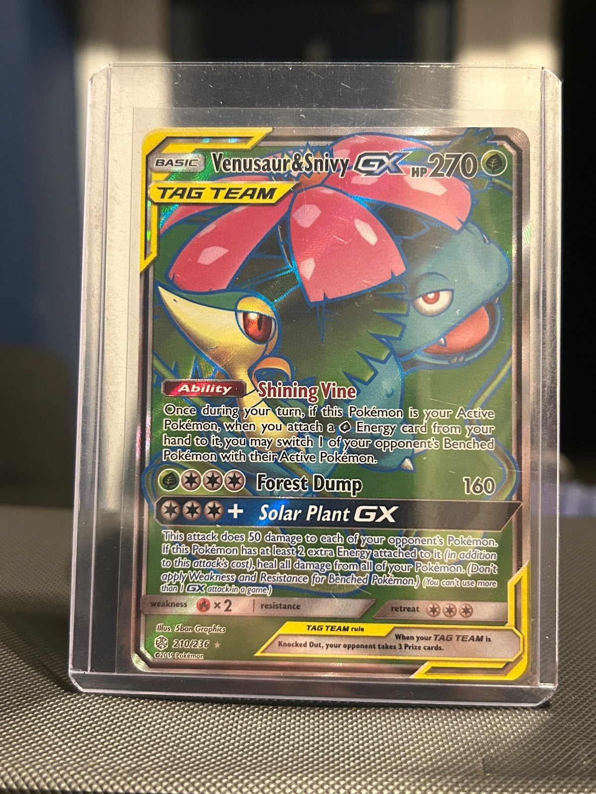 Venusaur & Snivy GX (Full Art) Holo Ultra Rare SM - Cosmic Eclipse 210/236 NM
