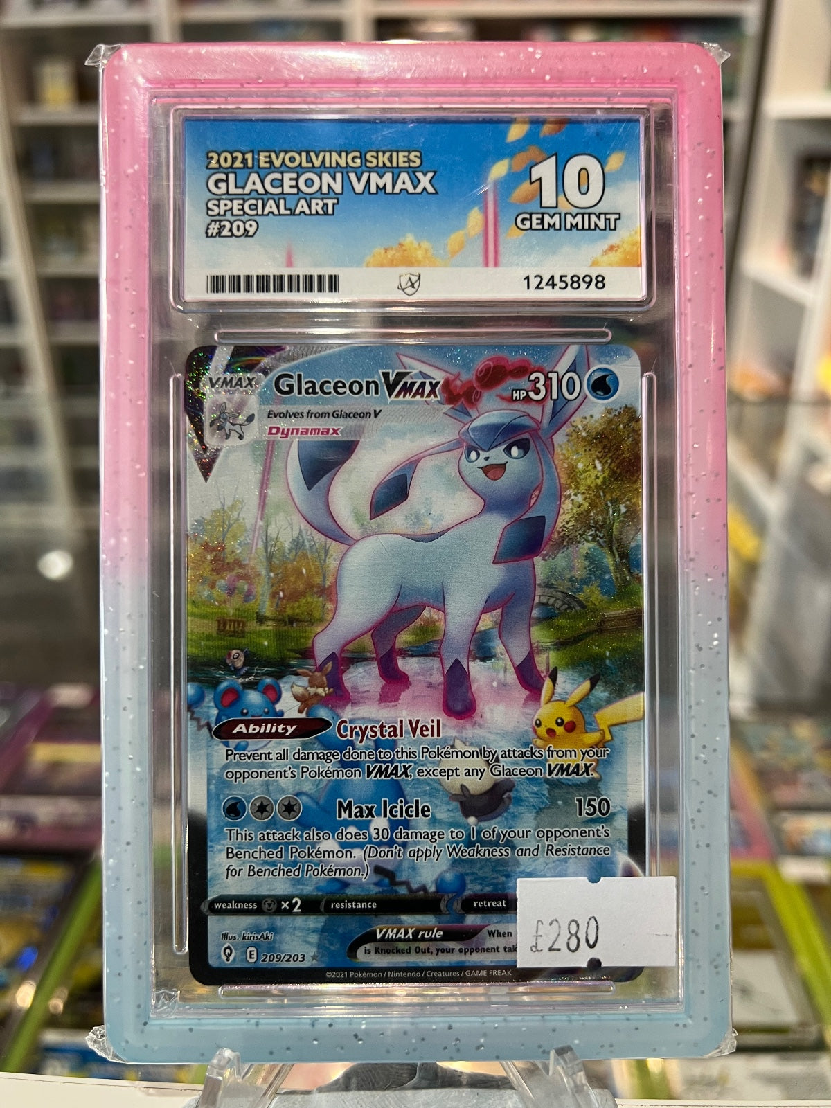 2021 EVOLVING SKIES - GLACEON VMAX - SPECIAL ART - #209 - ACE 10