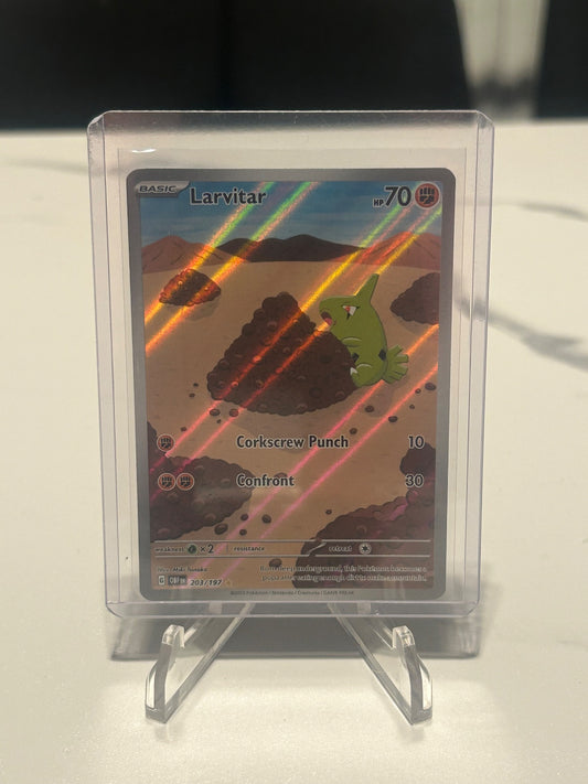 Larvitar - Holo Illustration Rare SV03: Obsidian Flames 203/197 NM