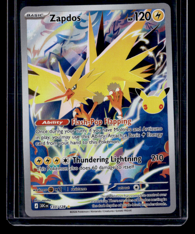 Zapdos Holo Illustration Rare ME: 30th Celebration 133/128 NM