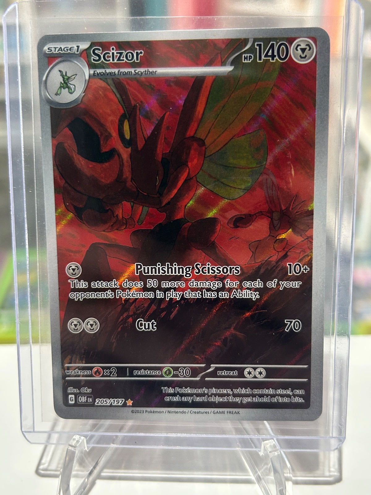 Scizor Holo Illustration Rare SV03: Obsidian Flames 205/197 NM