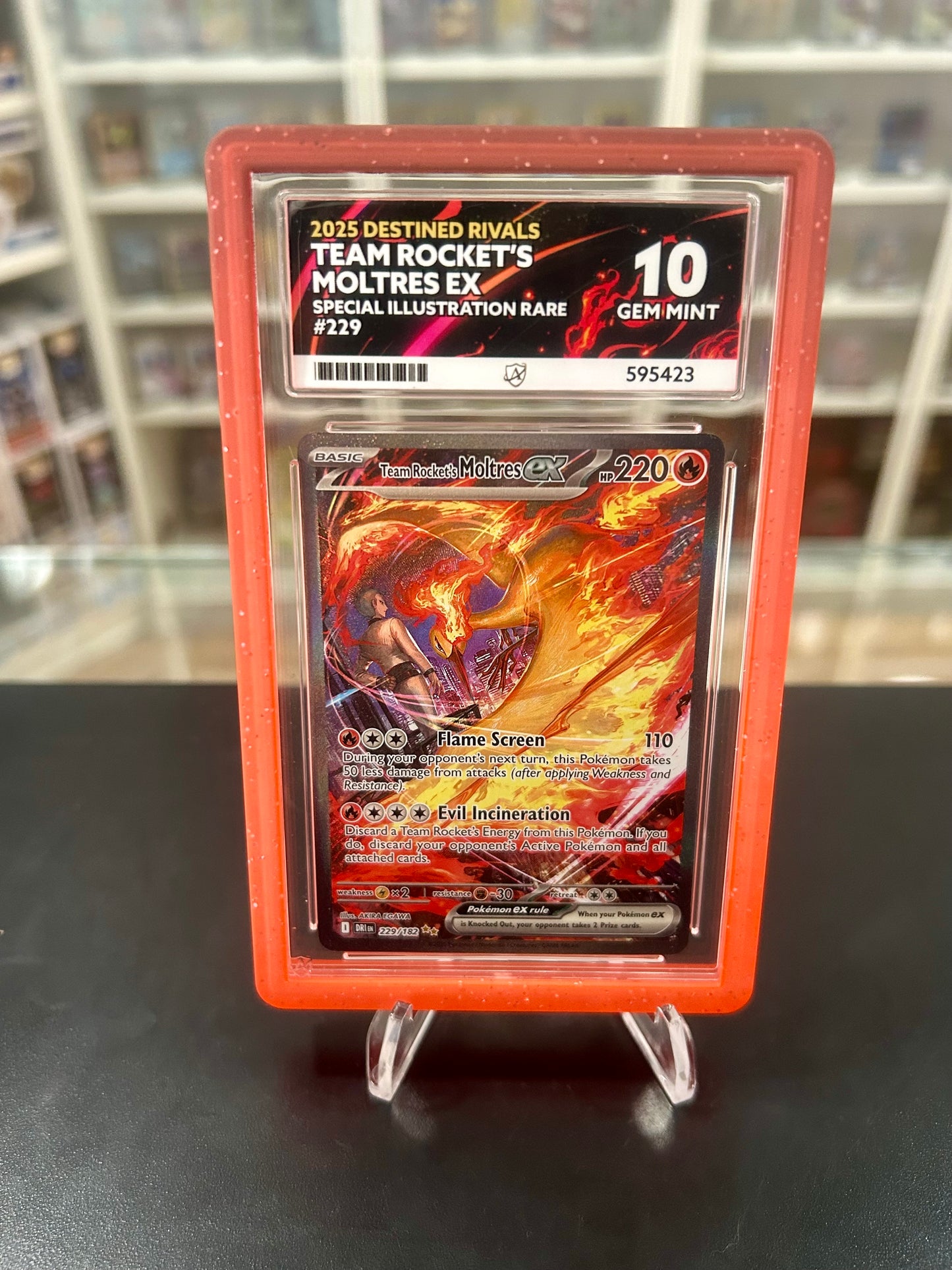 ACE 10 Team Rocket’s Moltres EX 229/182 With Guard Graded Pokemon Card