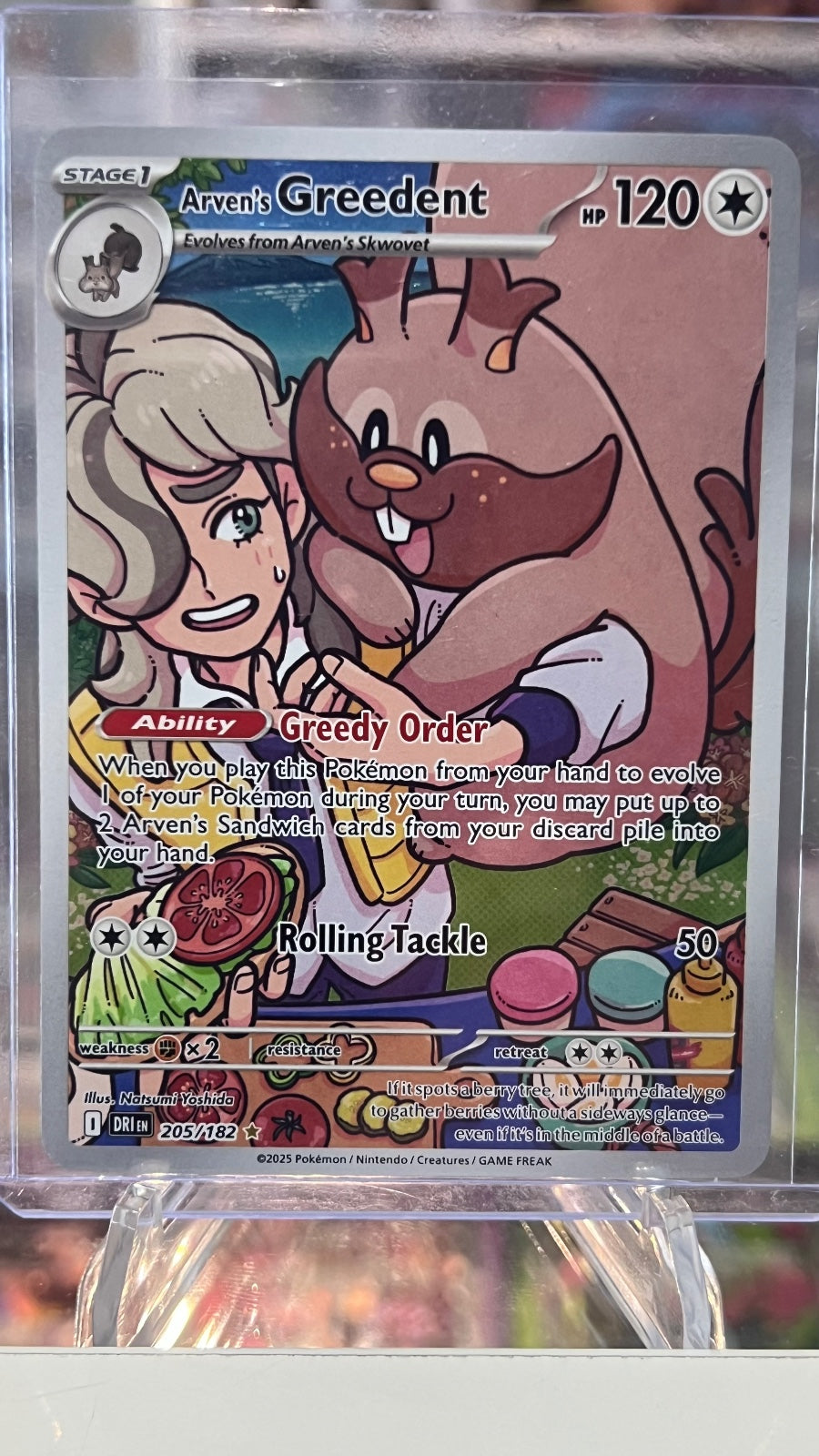 Arven's Greedent Holo Illustration Rare SV10: Destined Rivals 205/182 NM