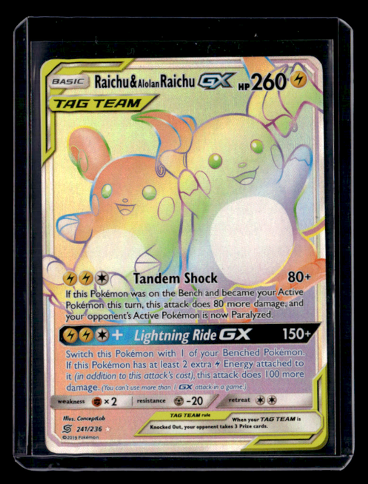 Raichu & Alolan Raichu GX (Secret) Secret Rare SM - Unified Minds 241/236 NM