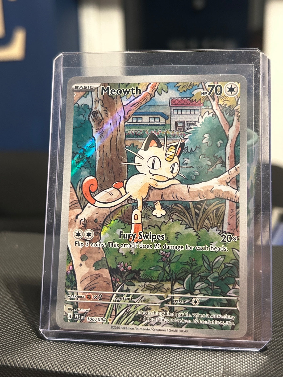 Meowth Holo Illustration Rare ME02: Phantasmal Flames 106/094 NM