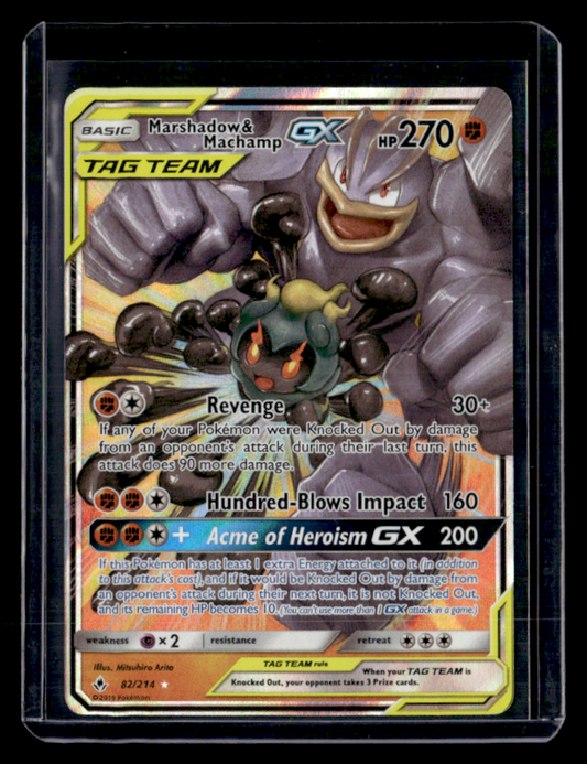 Marshadow & Machamp GX Holo Ultra Rare SM - Unbroken Bonds 82/214 NM