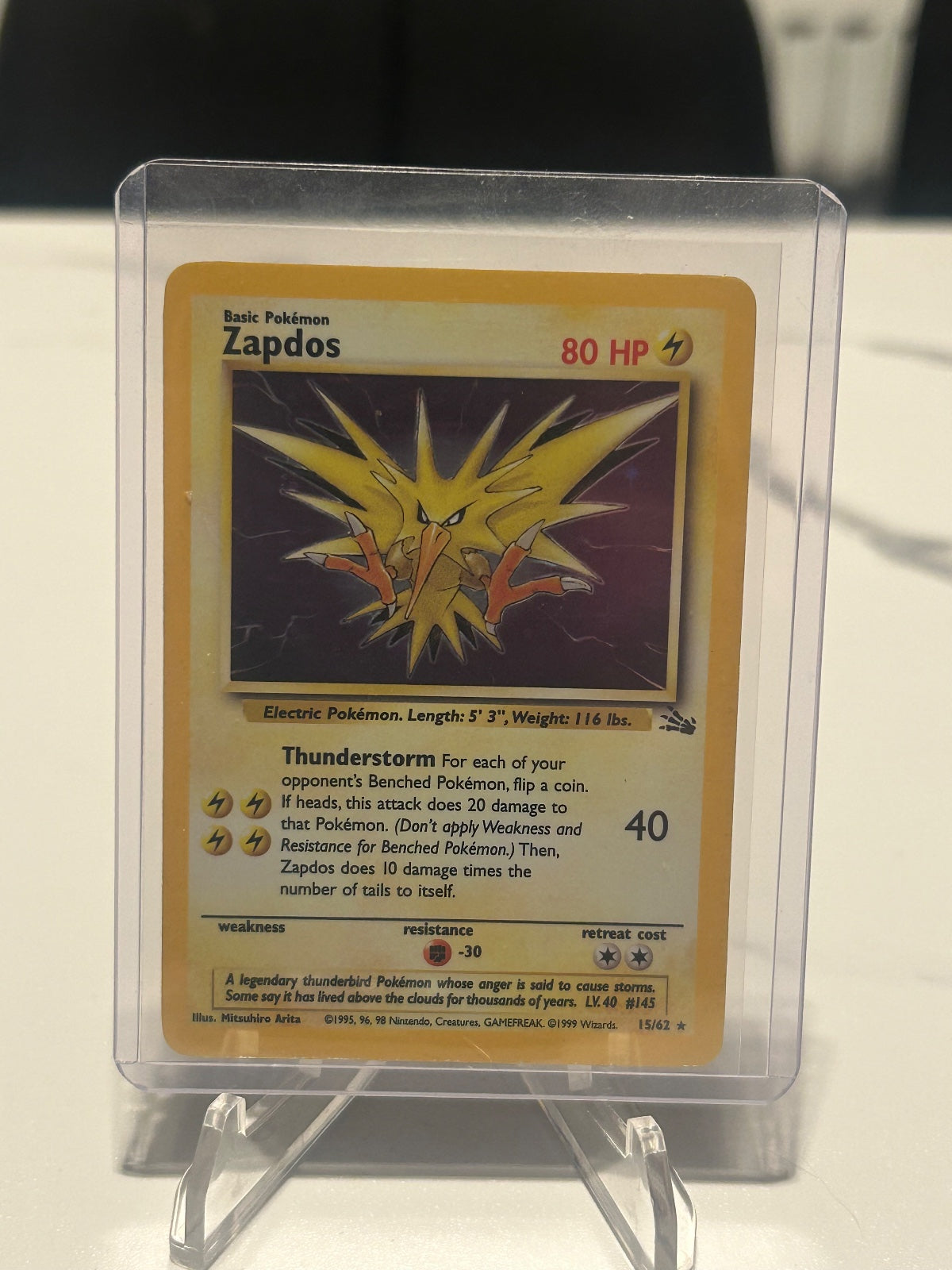 (LP) Zapdos (15) Unlimited Holo Holo Rare Fossil 15/62