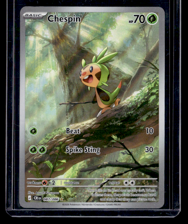 Chespin Holo Illustration Rare ME04: Chaos Rising 087/086 NM