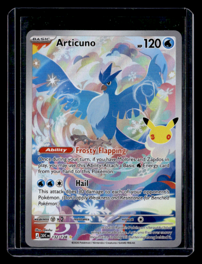 Articuno Holo Illustration Rare ME: 30th Celebration 132/128 NM