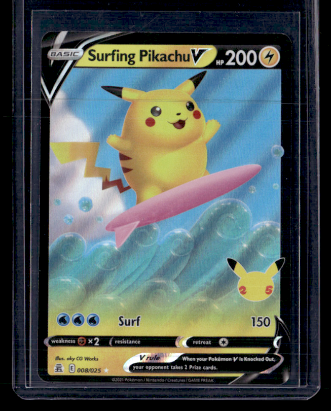 Surfing Pikachu V Holo Ultra Rare Celebrations 008/025 NM