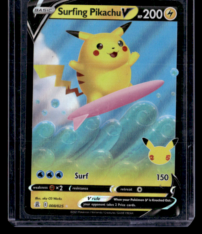 Surfing Pikachu V Holo Ultra Rare Celebrations 008/025 NM