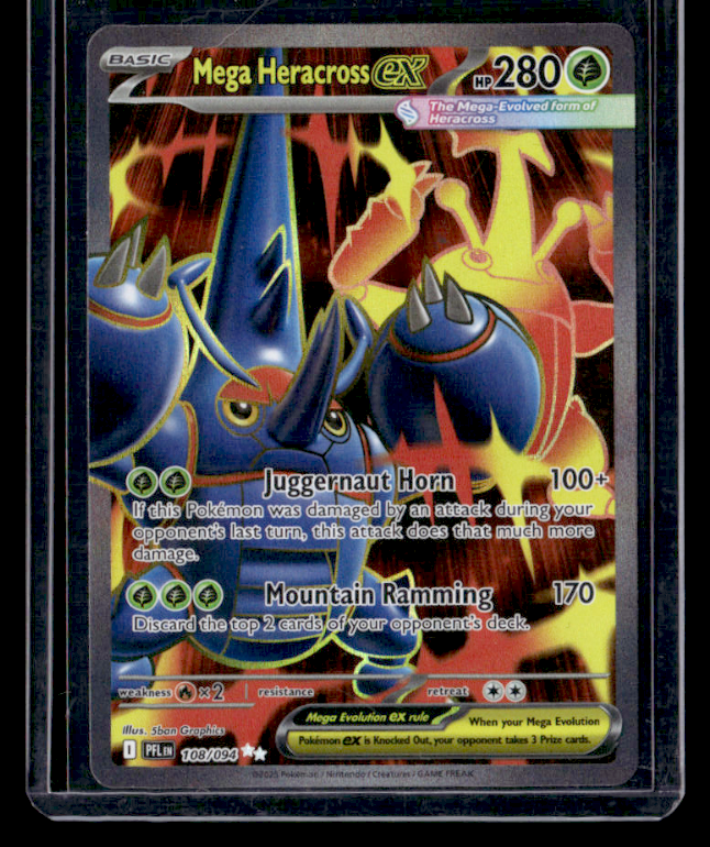 Mega Heracross ex Holo Ultra Rare ME02: Phantasmal Flames 108/094 NM