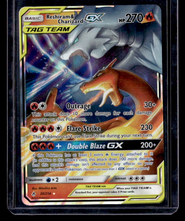 Reshiram & Charizard GX Holo Ultra Rare SM - Unbroken Bonds 20/214 NM