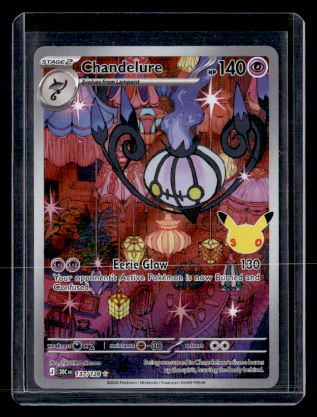 Chandelure Holo Illustration Rare ME 30th Celebration 137/128 NM