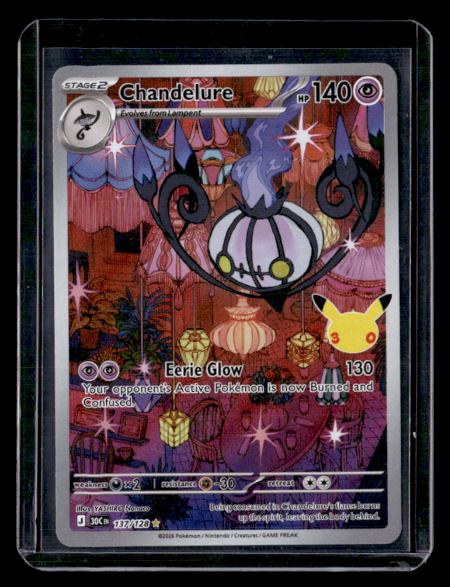 Chandelure Holo Illustration Rare ME: 30th Celebration 137/128 NM