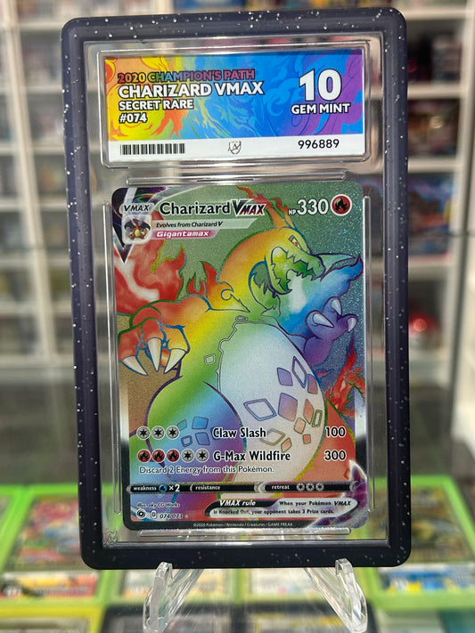 ACE 10 Charizard VMAX (Secret) Holo Secret Rare Champion's Path 74/73 NM