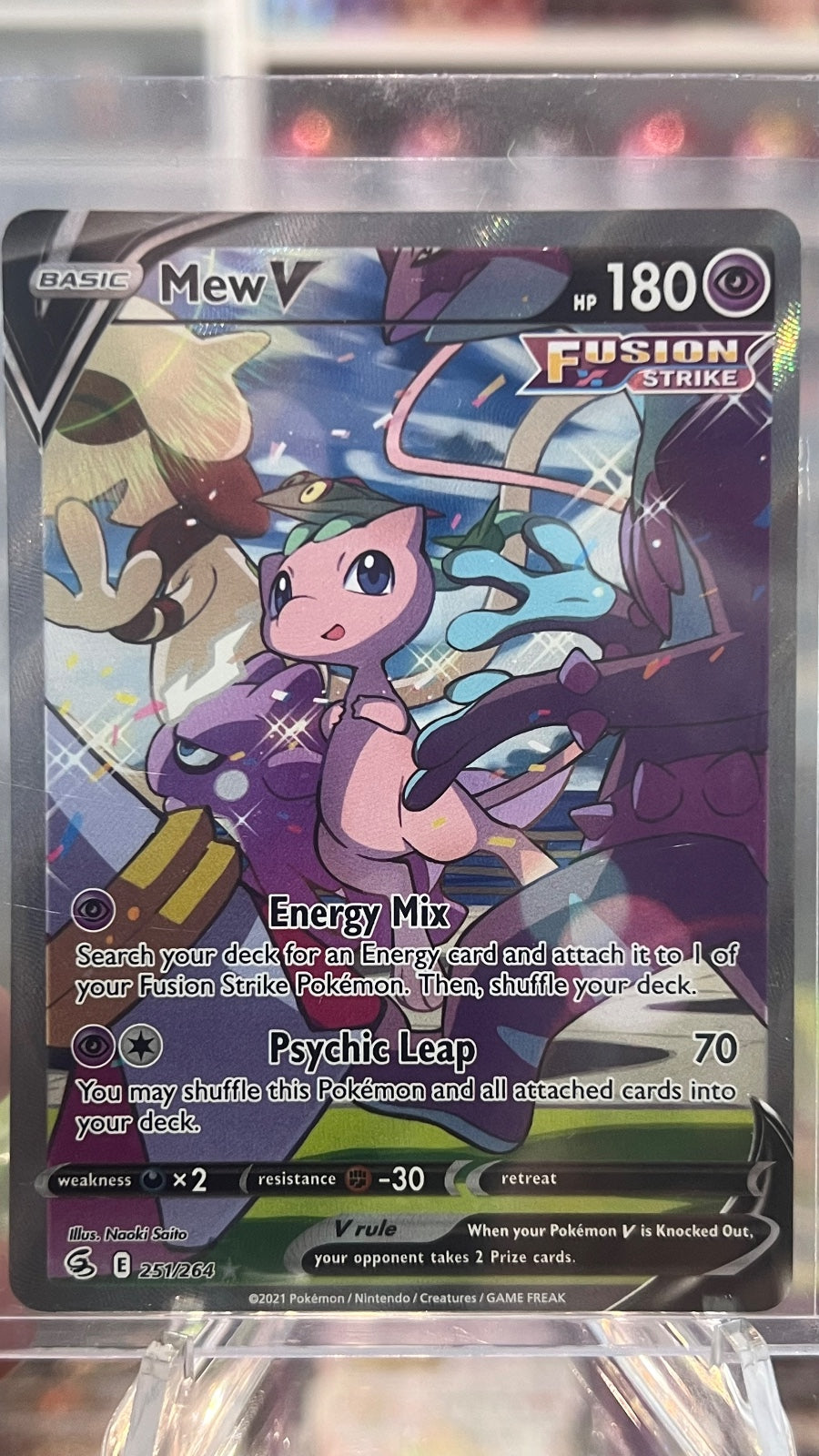 Mew V (Alternate Full Art) Holo Ultra Rare SWSH08: Fusion Strike 251/264 NM