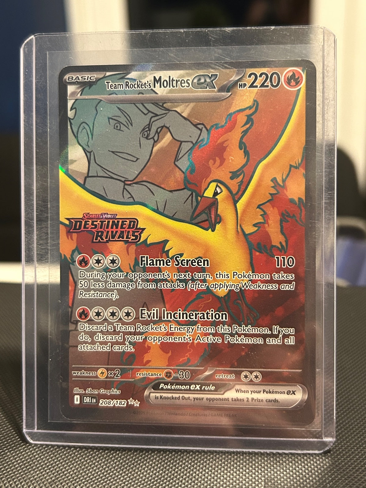 Team Rocket's Moltres ex - (Destined Rivals Stamp) Holo Double Rare 208/182 NM