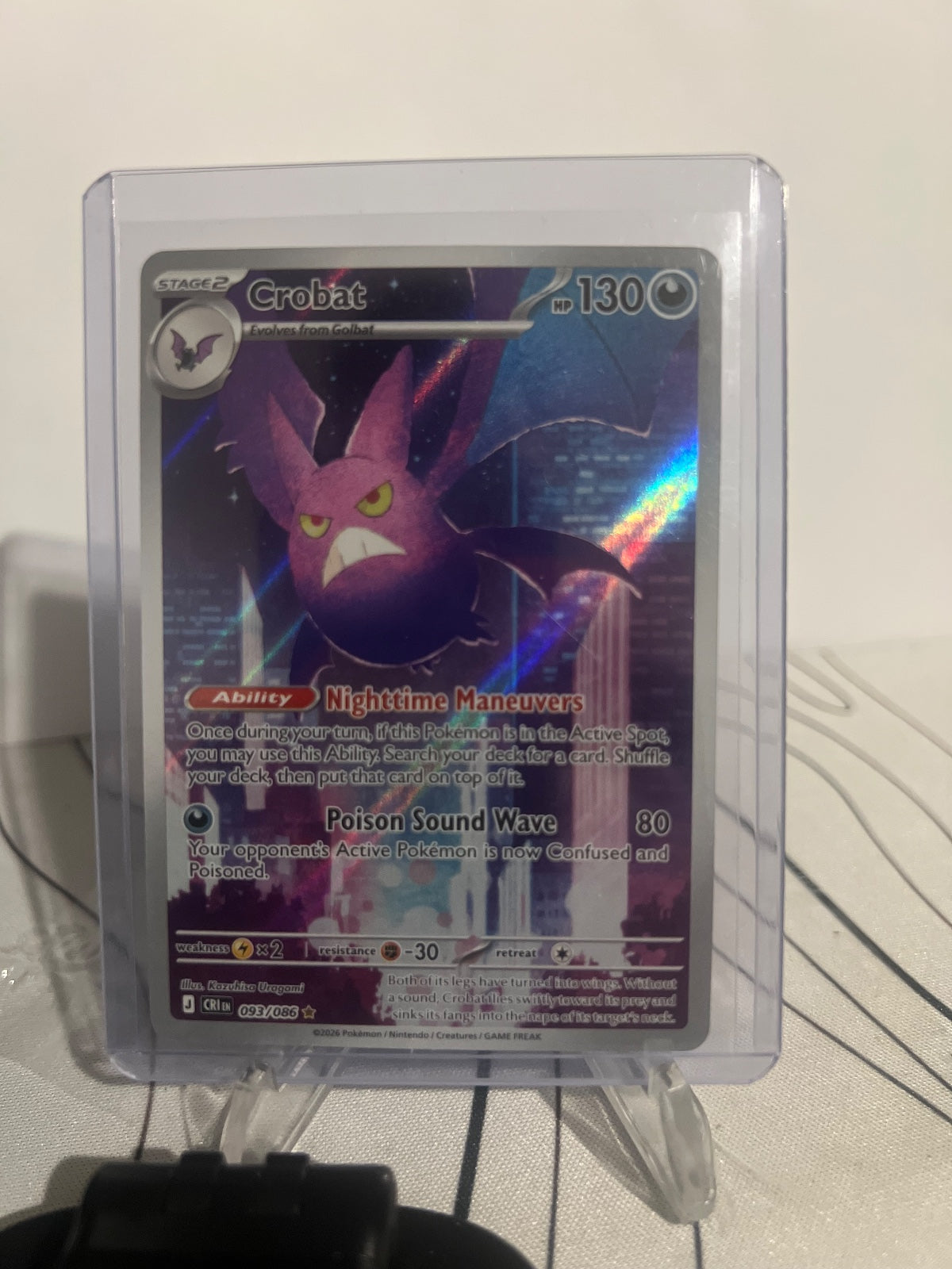 Crobat Holo Illustration Rare ME04: Chaos Rising 093/086 NM
