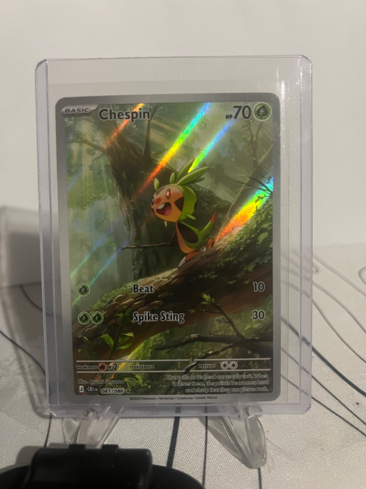 Chespin Holo Illustration Rare ME04: Chaos Rising 087/086 NM