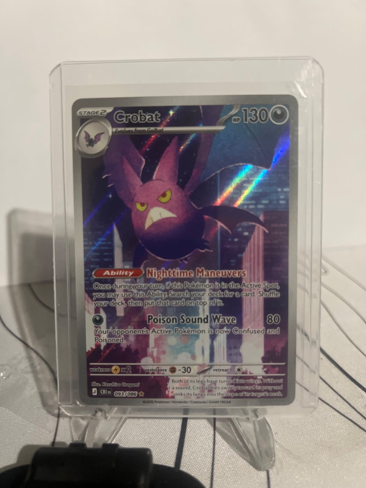 Crobat Holo Illustration Rare ME04: Chaos Rising 093/086 NM