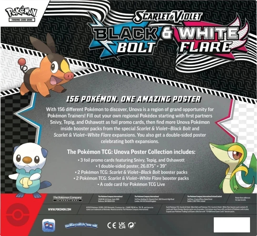 Black Bolt & White Flare Poster Collection New Sealed Pokemon